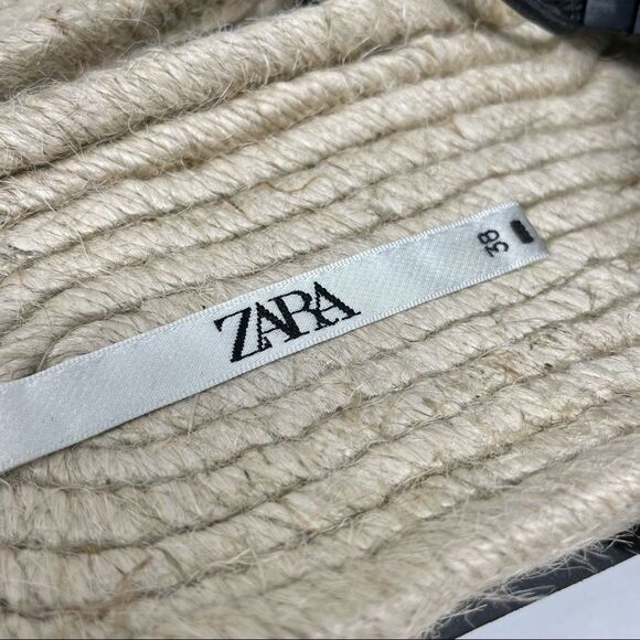 Nwt Zara Chunky Espadrille Slides W/ Velcro Puff  Padded Top Strap Size 38/8 - Picture 6 of 7